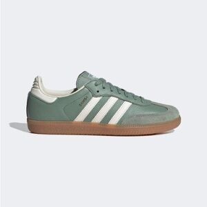 New Adidas Women's Samba OG Shoes - Silver Green (IE7011)